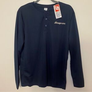 NWT Snap-On Men's Navy Blue Long Sleeve 3 Button Polo Shirt Size XL